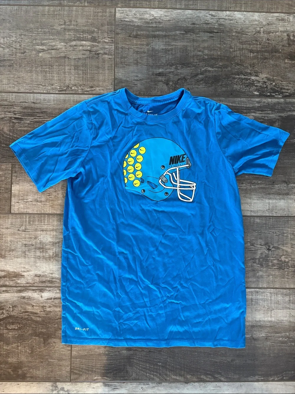 Nike Blue Short Sleeve Tee with Football Helmet Graphic
